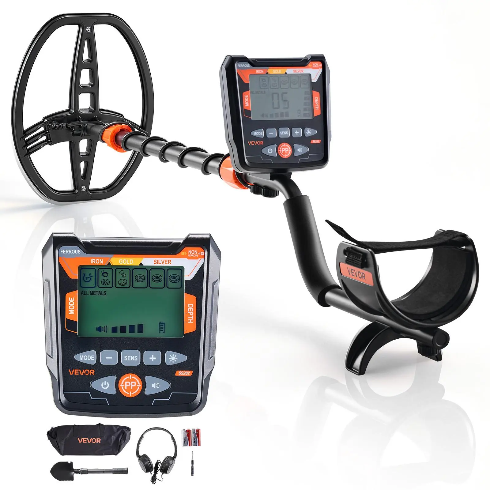 【SummerFinds】VEVOR Metal Detector for Adults, 10", Professional High Accuracy Gold Detector, IP68 Waterproof Search Coil with Display, Headphones, 5 Modes, Adjustable Length, for Detecting Gold Treasure Hunting
