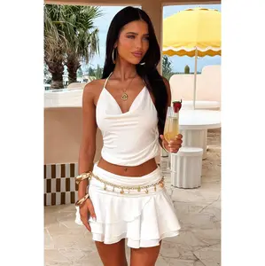 Camila Ruffle Mini Skirt - White