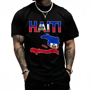 100%25 Cotton Unisex Happy Haitian Flag Day Cool Haiti Flag Map Haitian Pride T-Shirt Casual Boho Sleeveless Everyday