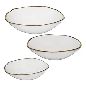Glass Plate Oval 15091 3Pc - Set of Three Oval Shaped Glass Plates