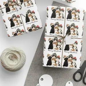 Christmas Cat Wrapping Paper, Festive wrapping sheets, Gift packaging