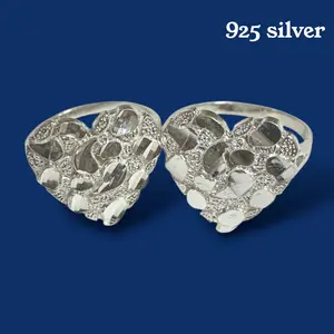 925 Sterling Silver Heart Nugget Ring  Heart Shape Statement Ring Solid Silver Jewelry for Women