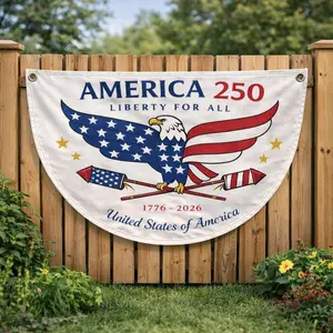 America 250 Fence Flag Liberty Eagle Patriotic USA Bunting Banner, Patriotic 4th of July Flag, 1776 2026 Yard Decor