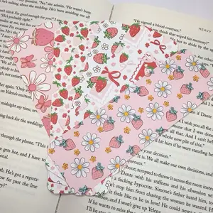 Strawberry Floral Linen Bookmark