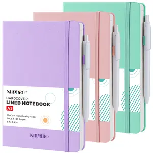 3 Pack Lined Journal Notebooks, College Ruled Notebooks With Pen, A5 (5.7"x8.4"), Faux Leather Hardcover, Inner Pocket, 100GSM Thick Paper, No Bleed, Multi-Color Notebook Set For Work, Writing, School