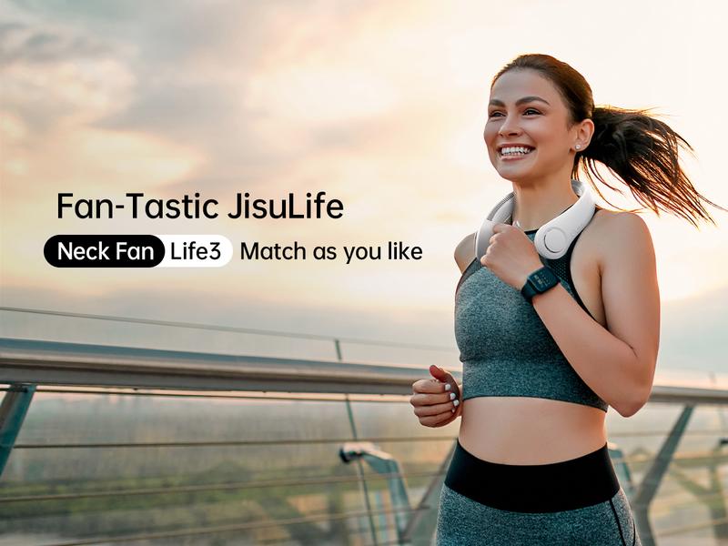 Jisulife Portable Neckfan Hands Free Bladeless Fan 4000mAh Battery Operated Wearable Personal Wireless Fan Rechargeable 3 Speeds Gifts for Women Men Wireless