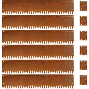 Corten Steel Edging 40 inch Pre-Rusted Corten Steel Garden Edging 8 Inch Depth 180  Top Bending Protection 6 Pack for Lawn Yard