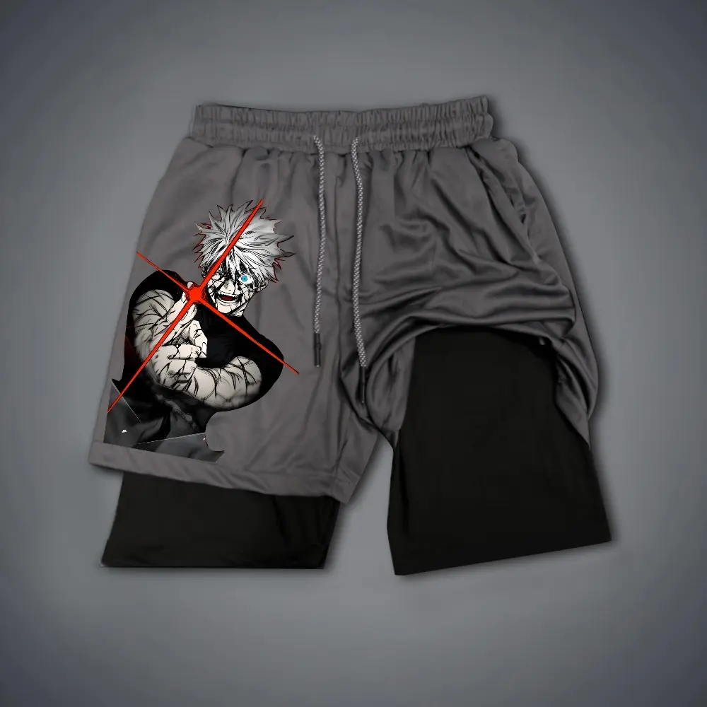 Anime Double-Layer Sports Shorts Graphic Shorts Black Shorts Camo Shorts Streetwear Shorts Men Outfits Men Short Shorts Vacation Outfits Shorts