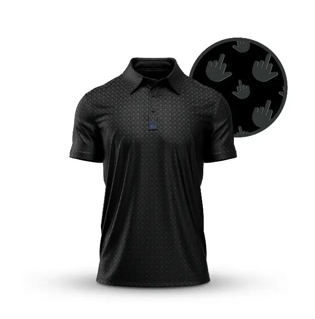 Birdie Finger Men's Polo Shirt - Quick-Dry Fabric, Lightweight, 3-Button Placket, Regular Fit, Golf Fashion, All-Over Print, S to 5XL