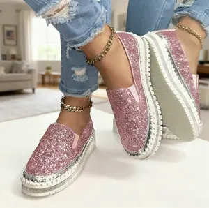 Women Casual Flat Shoes Comfortable Low-Top Slip-Ons Fashion Sequined Decorative Shoes Women Casual Flat Shoes Comfortable Low-Top Slip-Ons Fashion Sequined Decorative Shoes