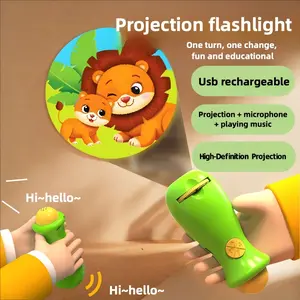 Star Projector Toy，Flashlight Projection Story Teller Toy，Early Education Projection Light for Kids，Fun Story Teller Projector，Microphone produces sound，musieplayback，Visual Learning Tools，Animals