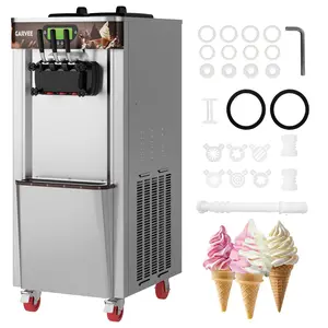 2+1 Flavors 2800W Commercial Soft Serve Ice Cream Maker – 9.2–10.5 gal/hr Soft Serve Ice Cream Machine with LED Display – Self‑Cleaning – High Productivity Equipment for Restaurants & Snack Bar