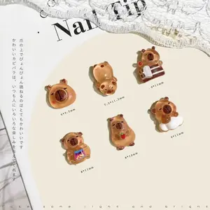 Mini Capybara Cute Figurines Bulk (100PCS) – Tiny Kawaii Animal Resin Charms for DIY Nails, Crafts, Desk Decor & Accessories