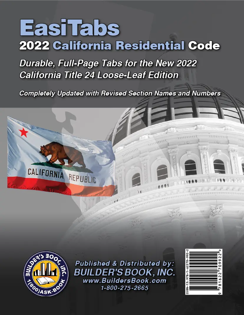 2022 California Residential Code, Title 24 Part 2.5 Loose-Leaf EasiTabs