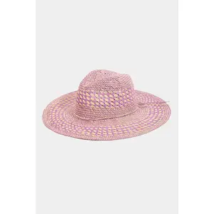 Fame Checkered Straw Weave Sun Hat
