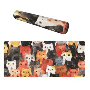 Cute Cat Large Gaming Mouse Pad with Stitched Edges Desk Mat Extended XL Mousepad with Anti-Slip Base Cool Desk Pad for Keyboard and Mouse 31.5 x 15.75 in