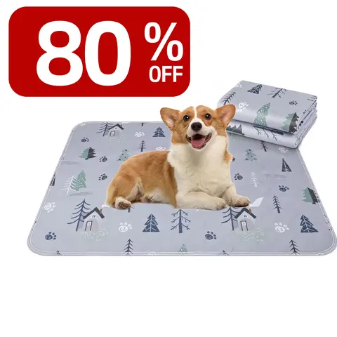 【Limited-Time Sale】Reusable Puppy Pee Pads Washable 2-Pack, 4-Layers Leak-Proof Quilted Fabric Mats with Cute Patterns, Anti-Slip Design Base, Waterproof Fast-Absorbent for Puppy Crate, Bed (Dryer Safe on Low Heat)