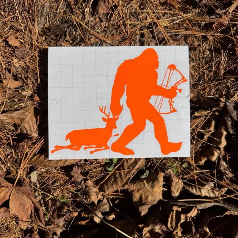 Deer Hunting Decal Archery Hunter Decal Sasquatch Waterproof Permanent Vinyl Various Sizes & Colors for Smooth Surfaces Bright Durable