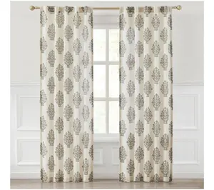 Lush Decor Sofia Flower Linen Textured Window Curtains Pair