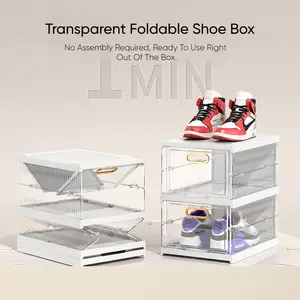 【Free Shipping】Shoe Storage Boxes Organizers Clear Plastic Stackable， Shoe Rack & Holder Substitute, Sneaker Containers, Toy Storage Organizer Bins for Entryway, Closet, Under Bed,