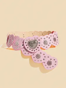 Heart Patchwork Wide Belt for Women, Cute Boho Y2K Style, Rhinestone Belt, Fashion Belt, Perfect for Shirts, Dresses, Jeans, Parties, Music Festivals, Dates
