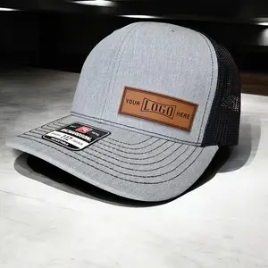 Custom Logo Hat with Patch Engraved Leather Patch Branded Trucker Hats Custom Richardson 112 Hat Corporate Gift Snapback Hat with Patch