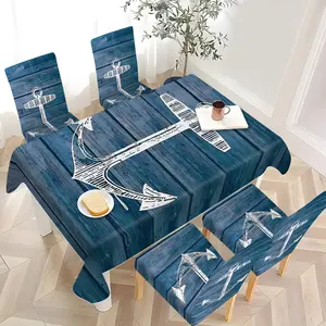 2/4/6/5/7 pieces of fashionable and high-end chair cover and tablecloth sets, thickened chair cover and tablecloth sets (1 tablecloth + 4 chair covers or 1 tablecloth + 6 chair covers), easy to care for, reusable, for home decoration