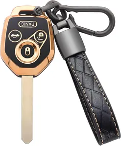 for Subaru Key Fob Cover with Keychain Soft TPU Full Protection Key Case Shell for 2008-2019 Ascent BRZ Crosstrek Forester Impreza Legacy Outback Solterra WRX STI XV 4 Button, A-Black