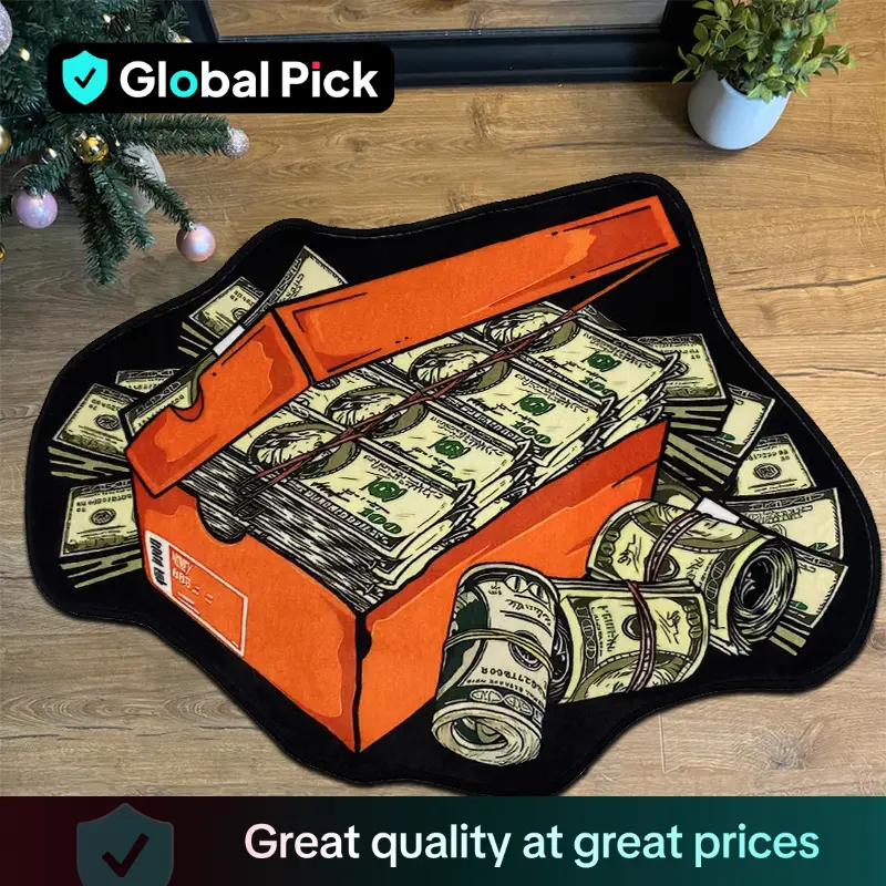 Dollar Bill Storage Box Pattern Carpet, 1 Count Non-slip Soft Floor Mat, Decorative Rug Mat for Home Living Room & Bedroom