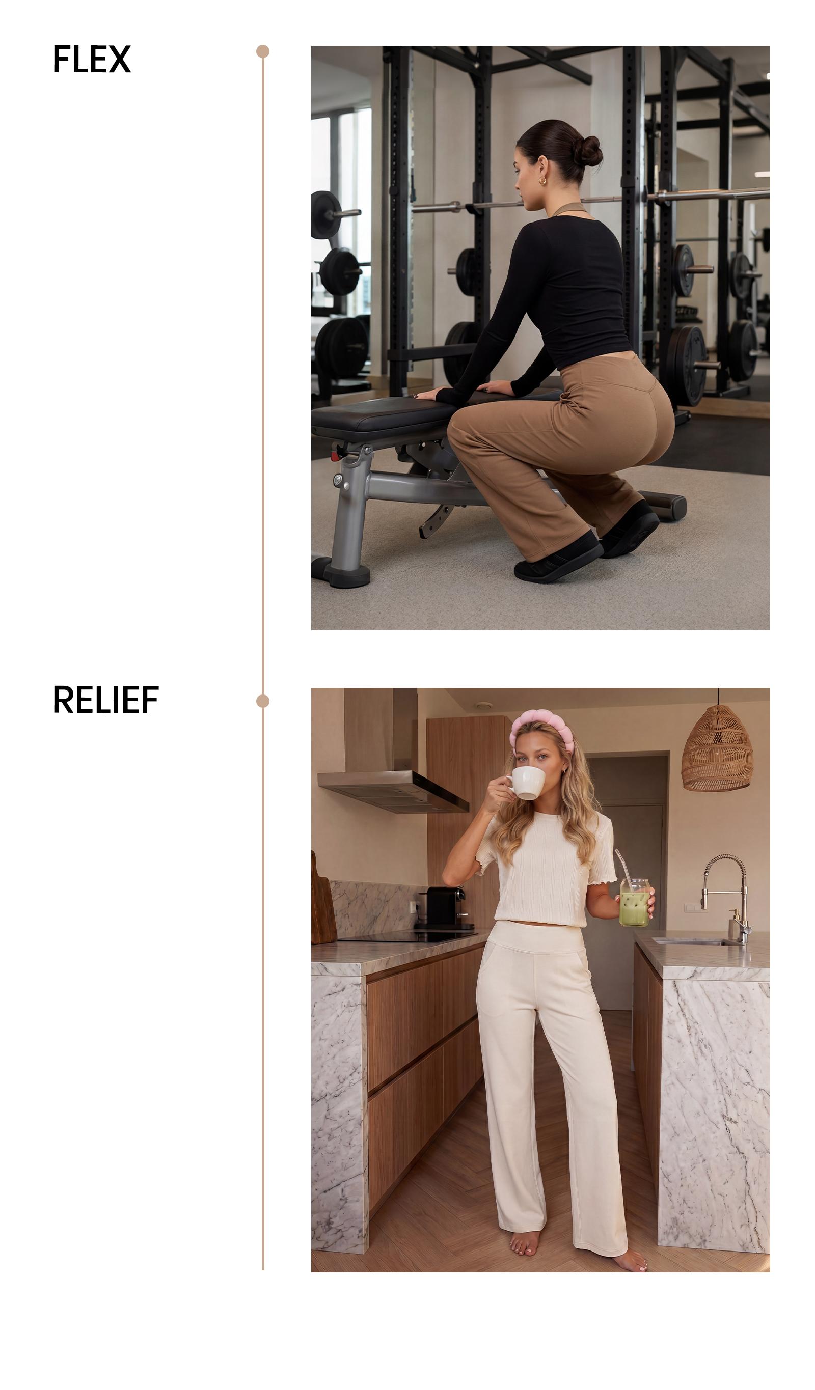 ESOFT Wide Leg Casual Pants, Women High-Waisted Yoga Pants with Pockets