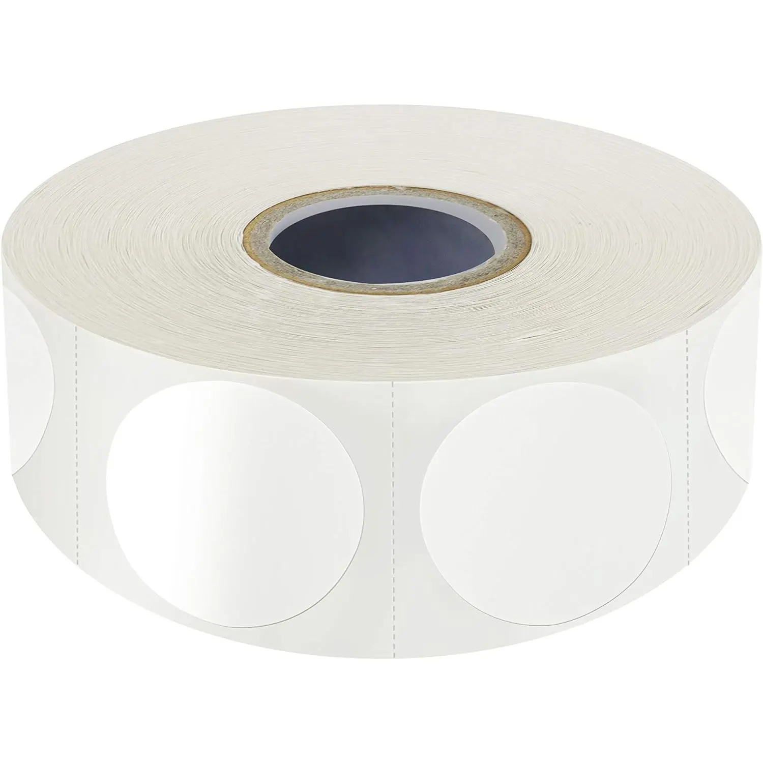 1500 count White Round Color Coding Circle Dots Inventory Stickers Labels with Perforation Line in Roll (Each Measures 1" in Diameter)