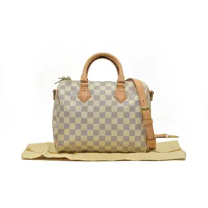 Pre-owned Louis Vuitton canvas Shoulder Bags $1940 Damier Azur Speedy Bandouliere 25 DU3165