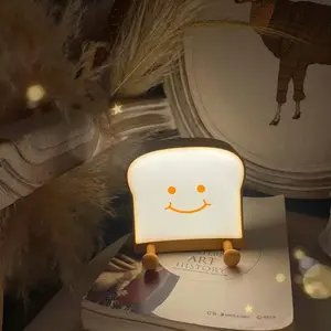 Toast Bread Night Light,Soft LED Toast Lamp with Cute Face Always Smile,Bedroom Table Lamps Graduation Gifts Ideas for Teen Girls 10 11 12 13 14 Year Old Girls