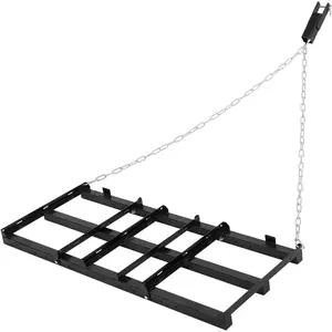 4 FT Drag Harrow,Heavy Duty Tow Behind Drag Harrow,Driveway Grader Landscape Rake with Adjustable Bars & 72 in Chain for ATV,UTV,Tractor,Mower Tow Behind Yard Lawn Leveling Tool,Black