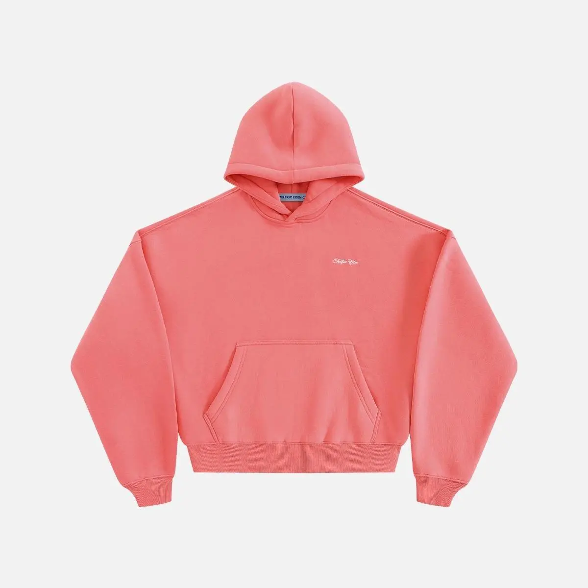 Aelfric Eden Vintage Cotton Script Cropped Hoodie - Boxy Silhouette, Classic Hooded Design, Ribbed Cuffs & Hem, Kangaroo Pocket, Soft Fabric, Minimalist Unisex Streetwear Top, Men’s Clothes, Streetwear Hoodie, Boxy Cut, Solid Plain, Script Logo, Basic Top