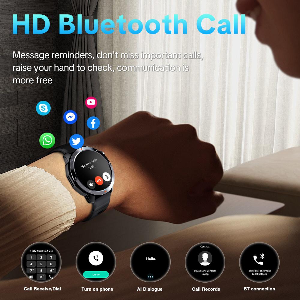 【BUILT-IN GPS】Aolon Navi R3 Ultra Men’s Smart Watch for outdoor use, with 1.43" AMOLED display, stainless steel bezel, Bluetooth calling, 60 sports modes, Motion L4 algorithm, 24/7 health tracking, IP68 waterproof, Android & iOS compatible.