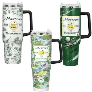 Masters Tournament Inspired 40oz Tumbler With Handle, Golf Lover Green Cup, Insulated Mug 40oz, Hot Cold Drink Cup