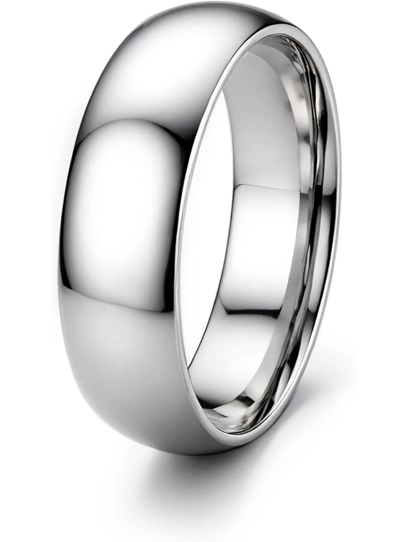 Stainless Steel Metal Rings for Men Women 6MM 8MM Thickness Rings Wedding Band Rings Wedding Promise Rings Silver/Black/Gold Domed High Polished Basic Wedding Bands Comfort Fit Size 6-14 Marriage Ring