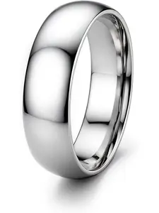 Stainless Steel Rings for Men Women 6MM 8MM Wedding Band Rings Wedding Promise Rings Silver/Black/Gold Domed High Polished Basic Wedding Bands Comfort Fit Size 6-14