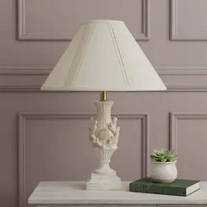HomeRoots 654694 10.25 x 19 x 19 in. Off White Linen Pleated Empire Lamp Shade, Bedroom, Living Room