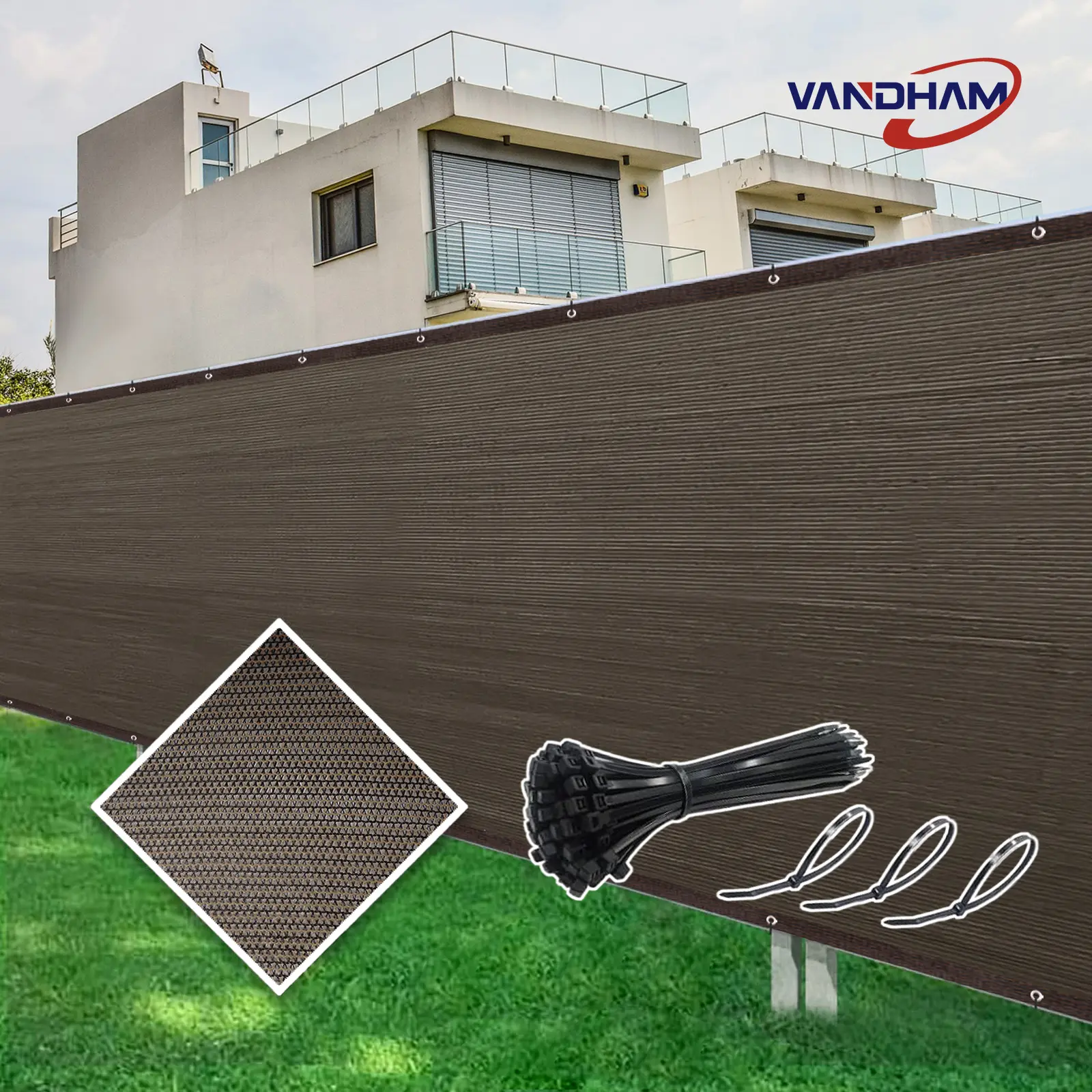 1pc 90g/m² Privacy Fence Screen Brown 70-80% Shading Rate for Gardens & Terraces Various  High-Density Polyethylene HDPE Material - Canopy And Sunshade