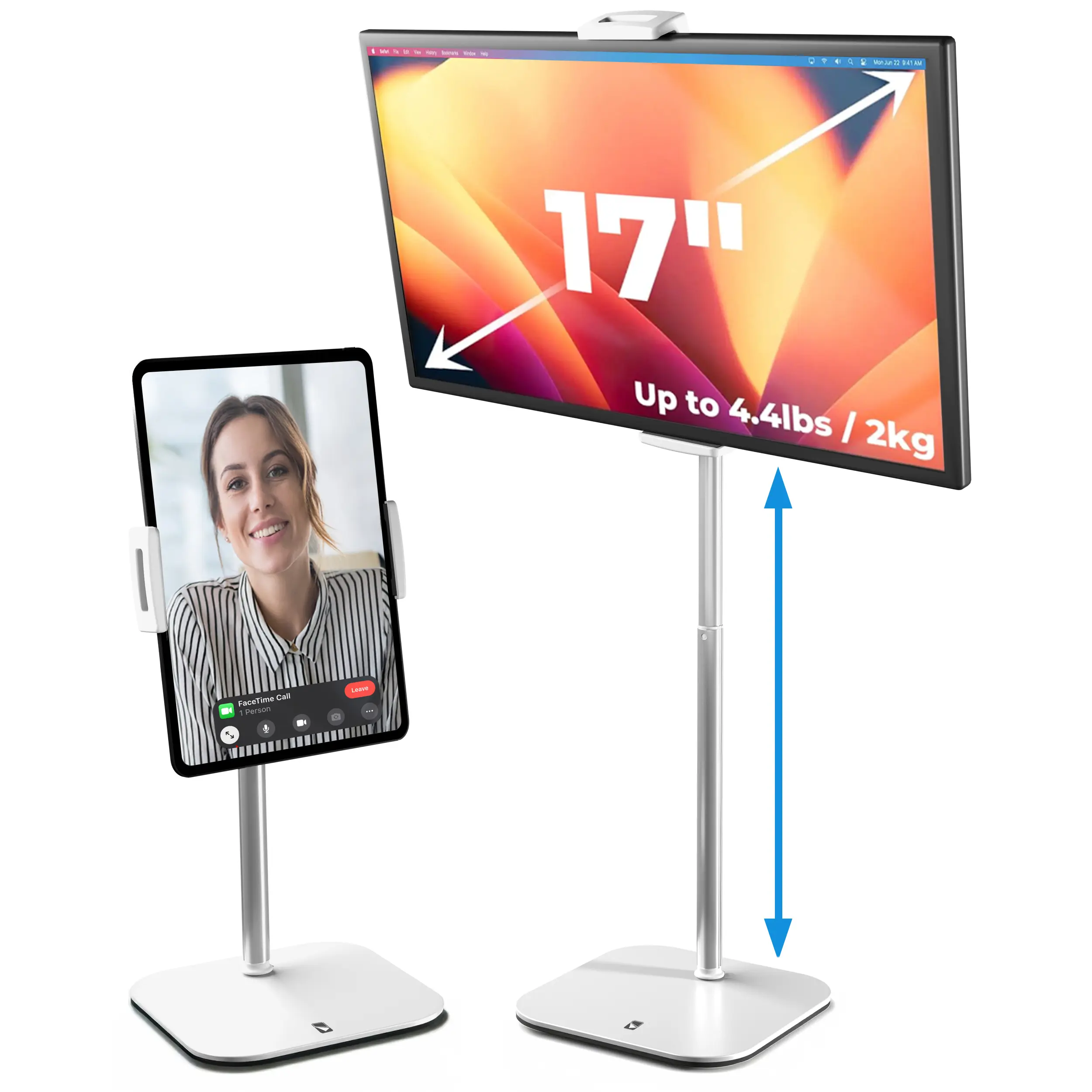 Cooper Cases TabStand Sturdy Tablet Mount - Flexible Metal-Aluminum Rotatable Monitor Holder, Tool-Free Assembly, 13 in Minimum to 17 in iPad/Tablet/Smartphone Clamp Grip Desk Accessory, Adjustable Tilt, 4.4lb Capacity, Silicone-Free, Streamer Use