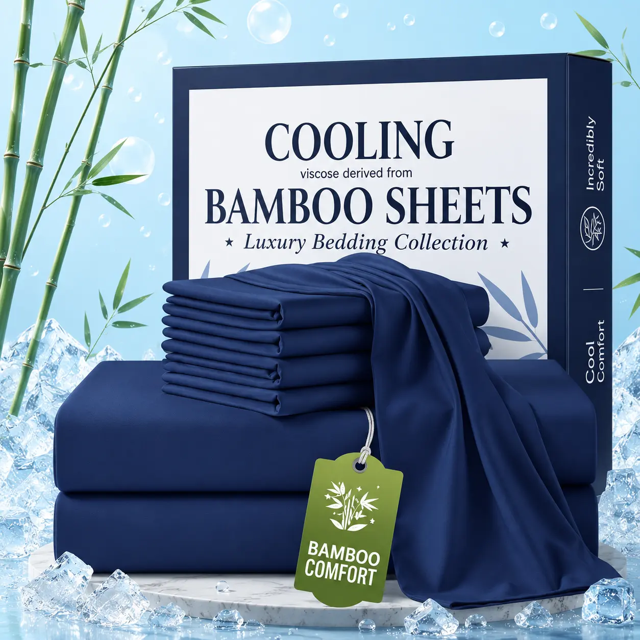 Jollyvogue Extra Deep Pocket Bamboo Sheets - 6 Pcs Breathable & Cooling Bed Sheet Set, Hotel Luxury Fitted Soft Wrinkle-Free For Mattresses, Deep Pockets, Easy-Fit, Soft and Wrinkle Free Sheets , Twin/Full/Queen/King Size Pillowcase Sets