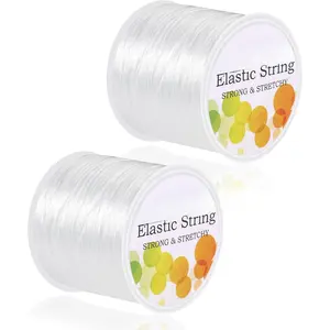 2 Rolls Elastic String for Bracelets, Stretch Magic Elastic String Bead Cord  Thread for Bracelet, Necklaces, Clay Beads, Pony Beads (White)