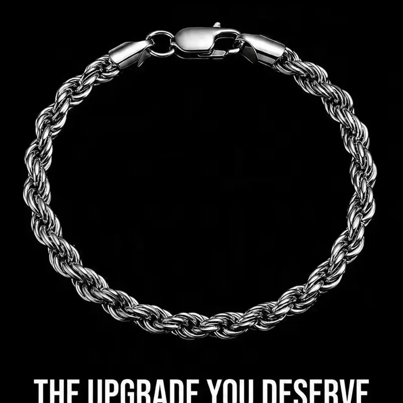 Fashionable Elegant Rope Bracelet, Stainless Steel 2mm Cable Chain, Semi Formal Accessory with Cubic Zirconia
