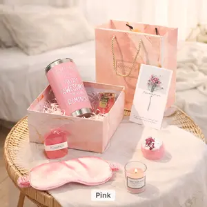 Spa Set - Pink, Includes Tumbler, Eye Mask, Candle, Bath Salts, Soap, Card and Gift Bag, Perfect for Relaxation and Self-Care