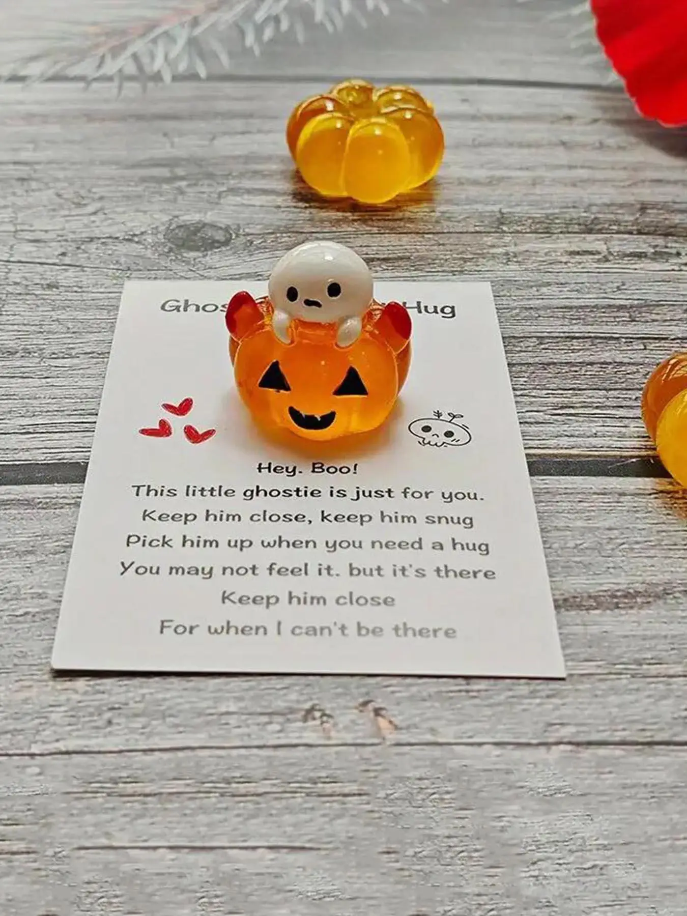 Pocket Hug Card, Cute Cartoon Ghost Design Charm, Jewelry Making Accessories for Women & Girls, Ideal Birthday, Thank You, Back-to-school Gift Hallowe