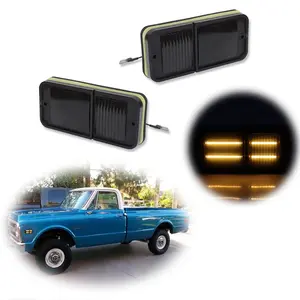2pcs Smoked Front Amber LED Side Marker lamps Lights For 1968 1969 1970 1971 1972 Chevrolet GMC C/K Trucks,Replace OEM 0849522, 0849633