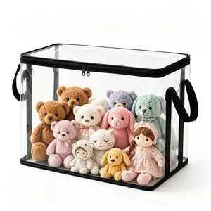 2 PCS Large Storage Transparent Box - Duty Space-180° Flip Cover Heavy, Saving Organizer for Books/Clothes/Documents (Black)