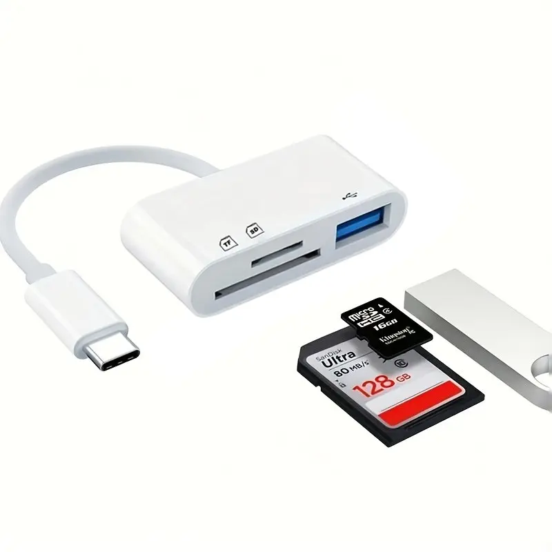 Three-In-One USB-C Micro SD Card Reader Adapter, Usbc Sd Card Reader, USB C Dongle, Compatible with iOS Pro and Other Type C Devices, Model Xinghao Gs-P006
